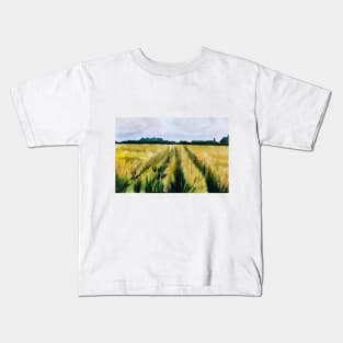 Fields of wheat in watercolours Kids T-Shirt